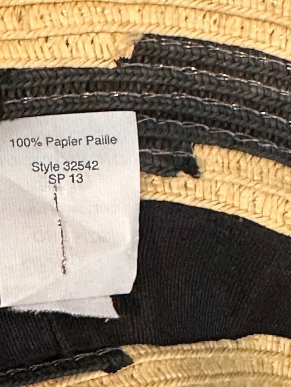 J.Crew Wide Brim Floppy Straw Sun Hat Black Tan Stripe Women’s O/S Beach Preppy